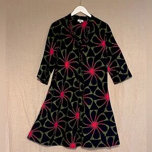 Zuri printed button down dress size M NWOT